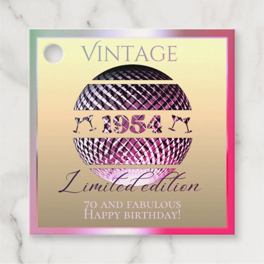 ヴィンテージ1954 70th誕生日ギフトメッセージカード フェイバータグ (正面)