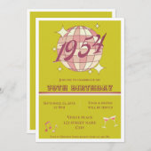 ヴィンテージ1954 70th誕生日グリーンパーティの招待状 招待状 (正面/裏面)