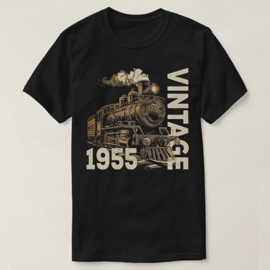 ヴィンテージ1955スチームパンク蒸気機関車69th tシャツ (デザイン正面)