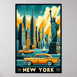 ヴィンテージ1955ニューヨークシティスカイライン ポスター