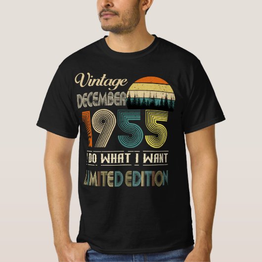 ヴィンテージ1955年12月Tシャツレトロスタイル誕生日 Tシャツ (正面)