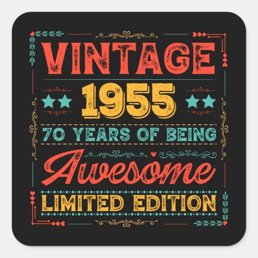 ヴィンテージ1955年1955年70誕生日70年 スクエアシール (正面)