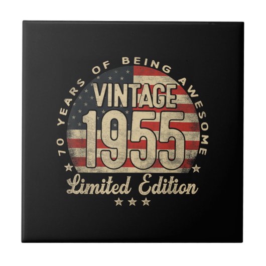 ヴィンテージ1955限定版70歳のギフトUSA タイル (正面)