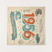 ヴィンテージ1956年誕生日タペストリー| 50年代レトロスタイル タペストリー (正面(横))