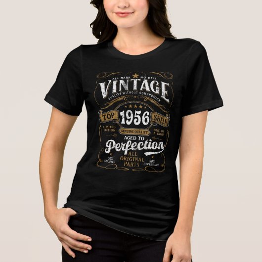 ヴィンテージ1956年 誕生日 70歳の誕生日お祝いに トライブレンドTシャツ (正面)
