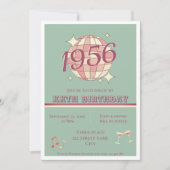 ヴィンテージ1956年 70歳誕生日 ティールブルー ご招待状 招待状 (正面)