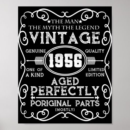 ヴィンテージ1956男の神話レジェンド65誕生日 ポスター (正面)