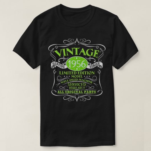 ヴィンテージ1956 65誕生日ギフト男性女性オリジナル Tシャツ (デザイン正面)