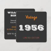 ヴィンテージ1956 - 70歳の誕生日パーティー 招待状 (正面/裏面)
