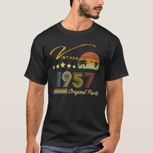 ヴィンテージ1957 66誕生日66歳レトロ Tシャツ (正面)