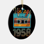 ヴィンテージ1958カセットテープレトロ65番目の誕生日65 セラミックオーナメント (右)