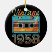 ヴィンテージ1958カセットテープレトロ65番目の誕生日65 セラミックオーナメント (裏面)