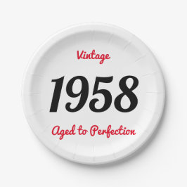 ヴィンテージ1958年から完全無欠60歳の誕生日パーティー ペーパープレート