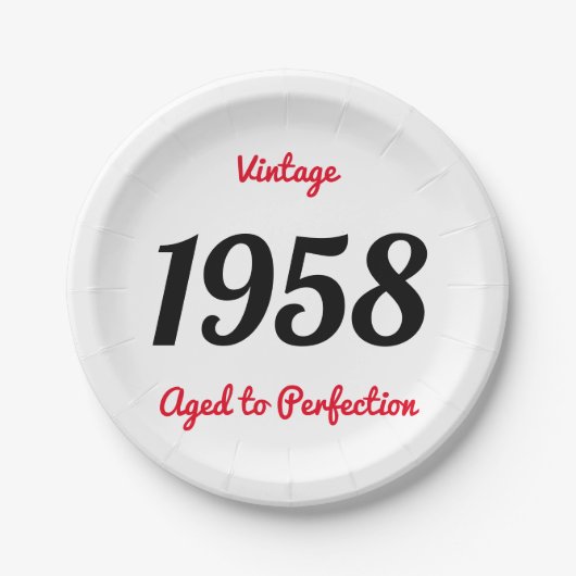 ヴィンテージ1958 完熟 60歳の誕生日パーティー ペーパープレート (正面)