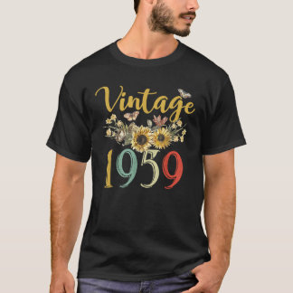 ヴィンテージ1959ひまわり66誕生日以素晴らし来 Tシャツ