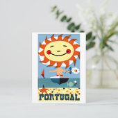 ヴィンテージ1959ポルトガルシーサイド旅行ポスター ポストカード (スタンド正面)