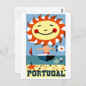 ヴィンテージ1959ポルトガルシーサイド旅行ポスター ポストカード (正面/裏面)