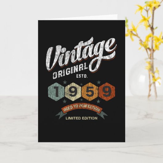 ヴィンテージ1959日熟年から完全無欠62誕生日 カード (黄色い花)