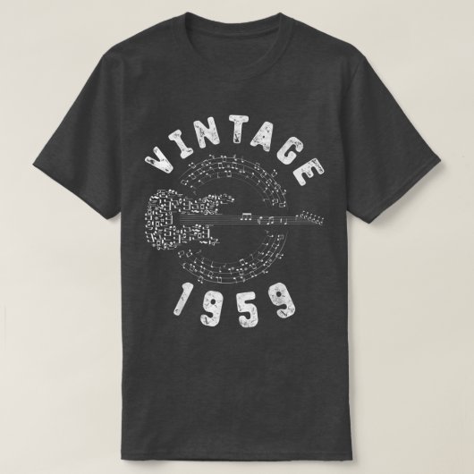 ヴィンテージ1959誕生日限定版ギター音楽 Tシャツ (デザイン正面)