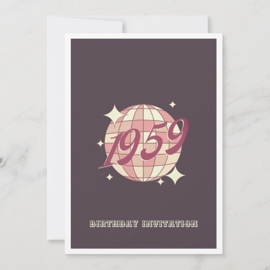 ヴィンテージ1959 65th誕生日レトロ招待状 招待状 (裏面)