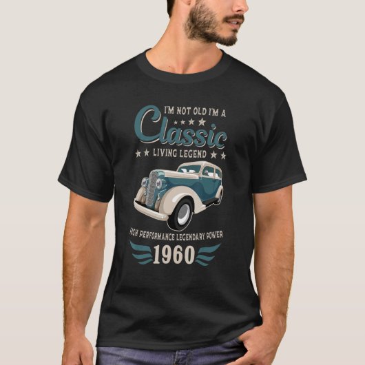 ヴィンテージ1960クラシック誕生日レジェンド用生まれ車 Tシャツ (正面)