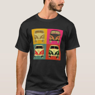 ヴィンテージ1960年代ヒッピー・マイクロバス・バン・アポップ・アートの Tシャツ