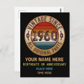 ヴィンテージ1960年以来すべてのオリジナル部品はがき ポストカード (正面/裏面)