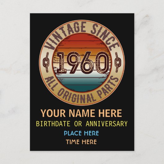 ヴィンテージ1960年以来すべてのオリジナル部品はがき ポストカード (正面)