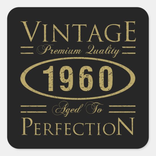 ヴィンテージ1960 60誕生日プレミアム品質 スクエアシール (正面)