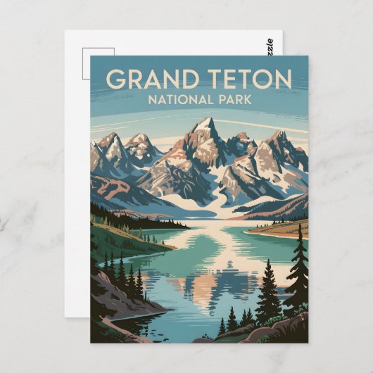 ヴィンテージ1960sグランドテトンジャクソンレイクランドスケープ ポストカード (正面/裏面)