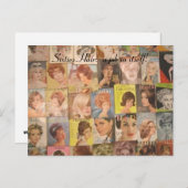 ヴィンテージ1960sヘアスタイルコラージポストカード ポストカード (正面/裏面)