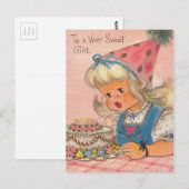 ヴィンテージ1960s非常に甘い女の子ハッピーバースデー ポストカード (正面/裏面)