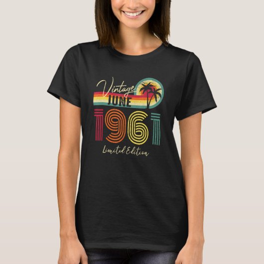 ヴィンテージ1961年6月61日誕生日61歳 Tシャツ (正面)