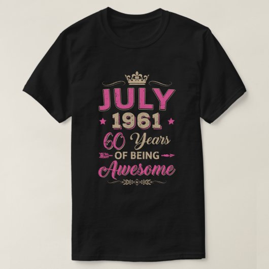 ヴィンテージ1961年7月60th誕生日ギフト素晴らし tシャツ (デザイン正面)