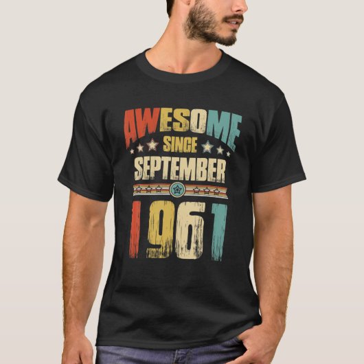ヴィンテージ1961年9月以素晴らし降60番目誕生日 Tシャツ (正面)
