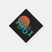 ヴィンテージ1961 60th誕生日レトロサンセット スタンダードカクテルナプキン (角)