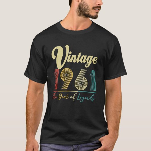 ヴィンテージ1961 61誕生日61歳のギフトマンW Tシャツ (正面)