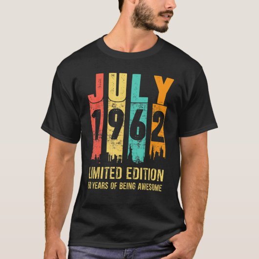 ヴィンテージ1962年7月60歳60誕生日 Tシャツ (正面)