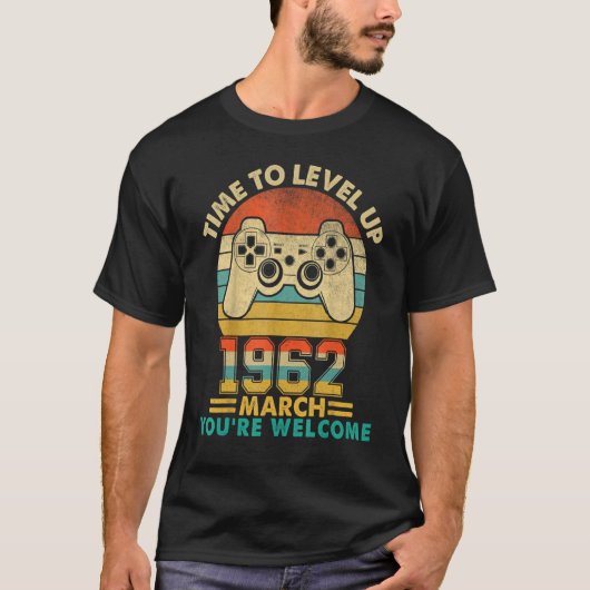 ヴィンテージ1962 3月60歳ビデオゲーマー60th B Tシャツ (正面)