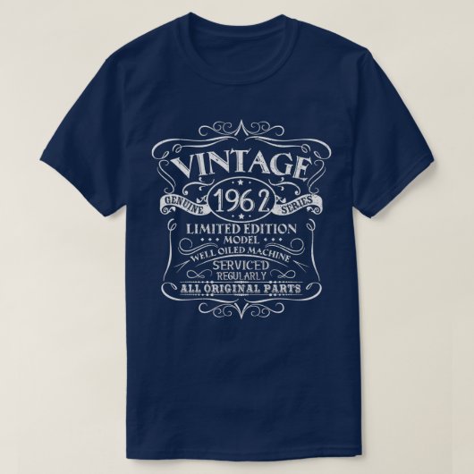 ヴィンテージ1962 60th誕生日贈呈男性女性オリジナル tシャツ (デザイン正面)