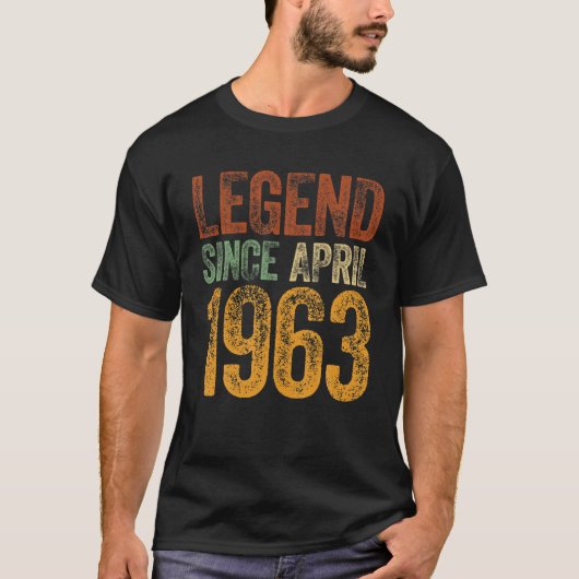 ヴィンテージ1963年誕生日1963年生まれ以来4月伝説 Tシャツ (正面)
