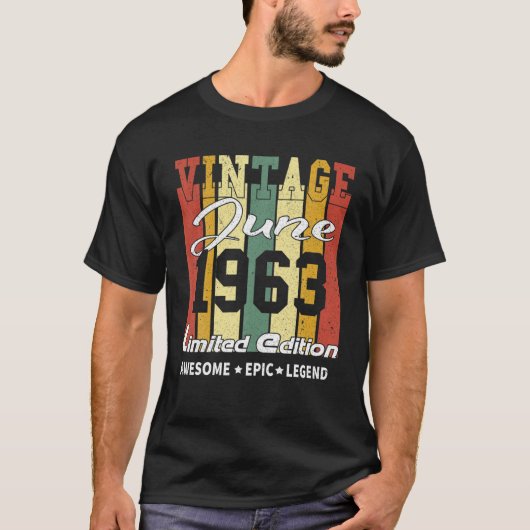 ヴィンテージ1963年6月限定版誕生日ギフト Tシャツ (正面)