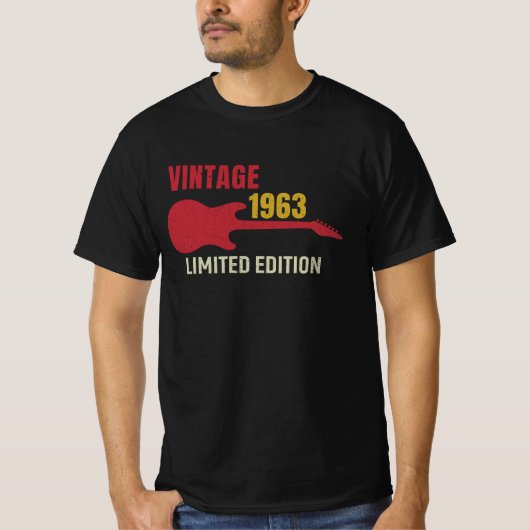 ヴィンテージ1963 – ギターエディションデザイン Tシャツ (正面)