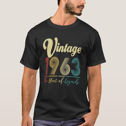 ヴィンテージ1963 59th誕生日59歳ギフトマンW Tシャツ (正面)