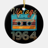 ヴィンテージ1964カセットテープレトロ59誕生日59 セラミックオーナメント (正面)