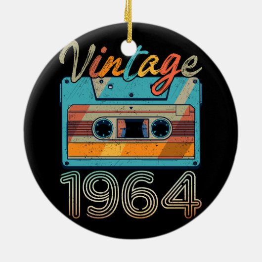 ヴィンテージ1964カセットテープレトロ59誕生日59 セラミックオーナメント (裏面)
