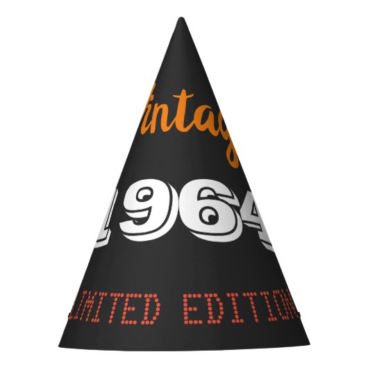 ヴィンテージ1964限定版60th誕生日ギフト パーティーハット (正面)