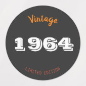 ヴィンテージ1964限定版60th誕生日ギフト ラベル (デザイン2)