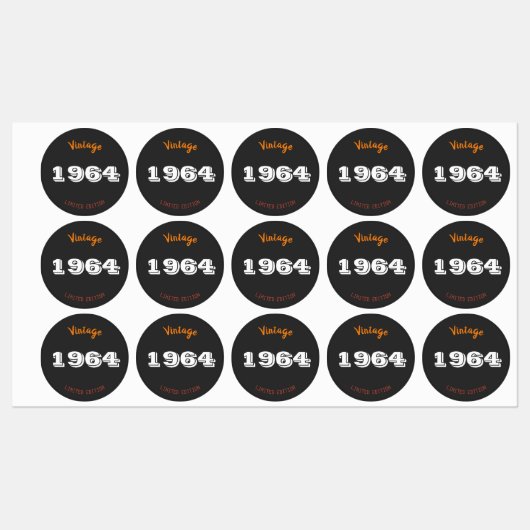ヴィンテージ1964限定版60th誕生日ギフト ラベル (シート)