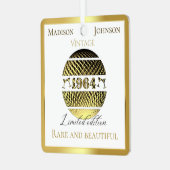 ヴィンテージ1964 60歳の誕生日金ゴールド メタルオーナメント (正面左)